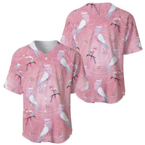 Galah and Gumblossoms Australia Baseball Jersey Seamless Style Aboriginal Art