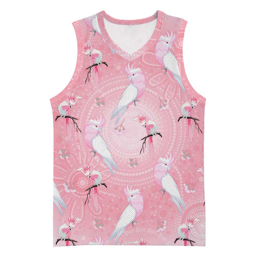 Galah and Gumblossoms Australia Basketball Jersey Seamless Style Aboriginal Art - Aussie Hoodie