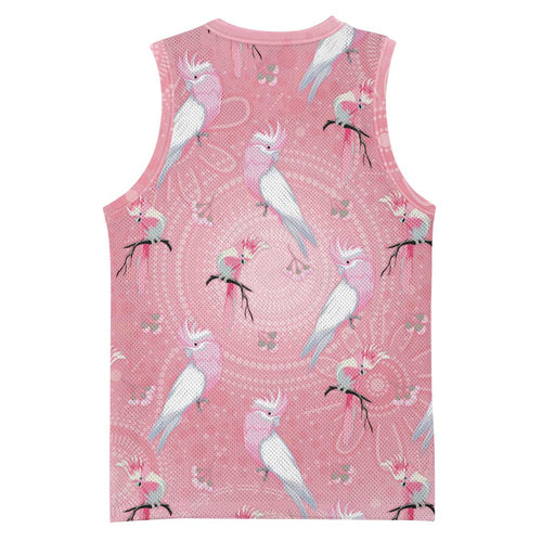 Galah and Gumblossoms Australia Basketball Jersey Seamless Style Aboriginal Art - Aussie Hoodie