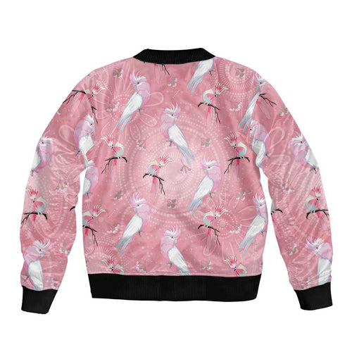 Galah and Gumblossoms Australia Bomber Jacket Seamless Style Aboriginal Art