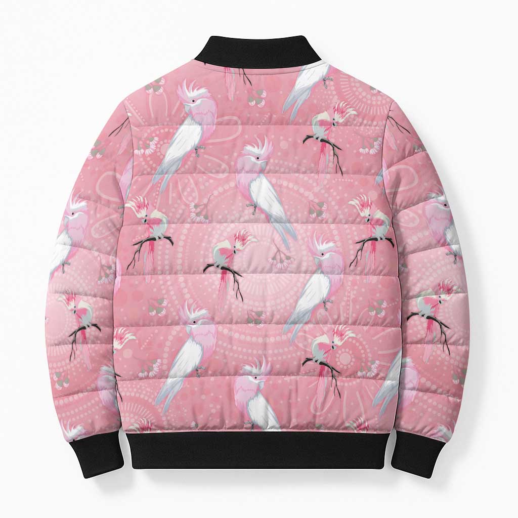 Galah and Gumblossoms Australia Bomber Puffer Jacket Seamless Style Aboriginal Art - Aussie Hoodie