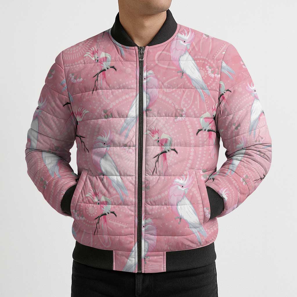 Galah and Gumblossoms Australia Bomber Puffer Jacket Seamless Style Aboriginal Art - Aussie Hoodie