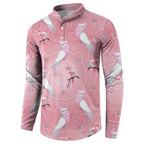 Galah and Gumblossoms Australia Button Sweatshirt Seamless Style Aboriginal Art