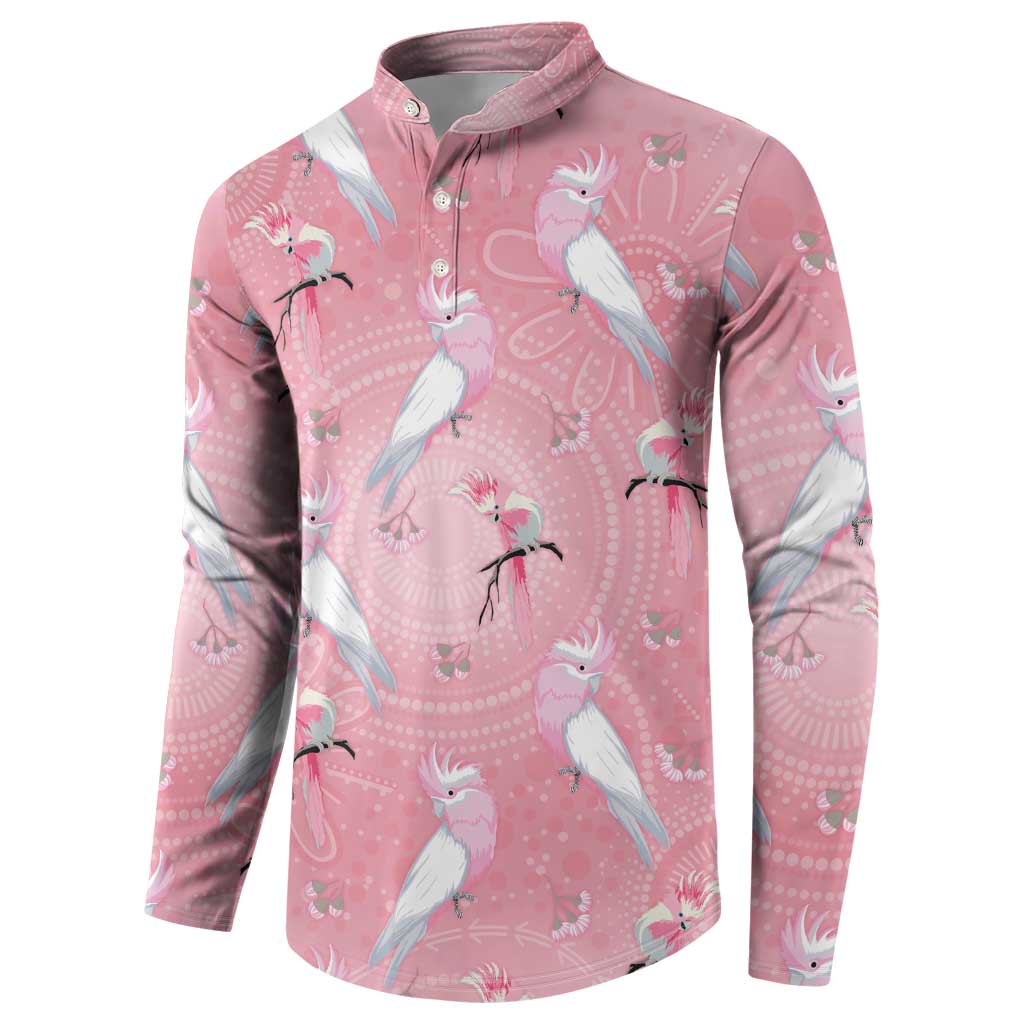 Galah and Gumblossoms Australia Button Sweatshirt Seamless Style Aboriginal Art