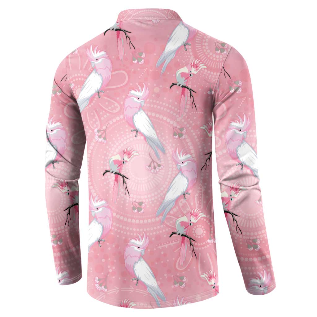 Galah and Gumblossoms Australia Button Sweatshirt Seamless Style Aboriginal Art
