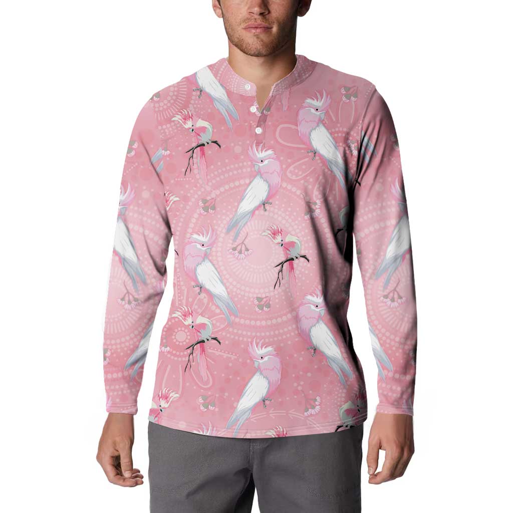 Galah and Gumblossoms Australia Button Sweatshirt Seamless Style Aboriginal Art