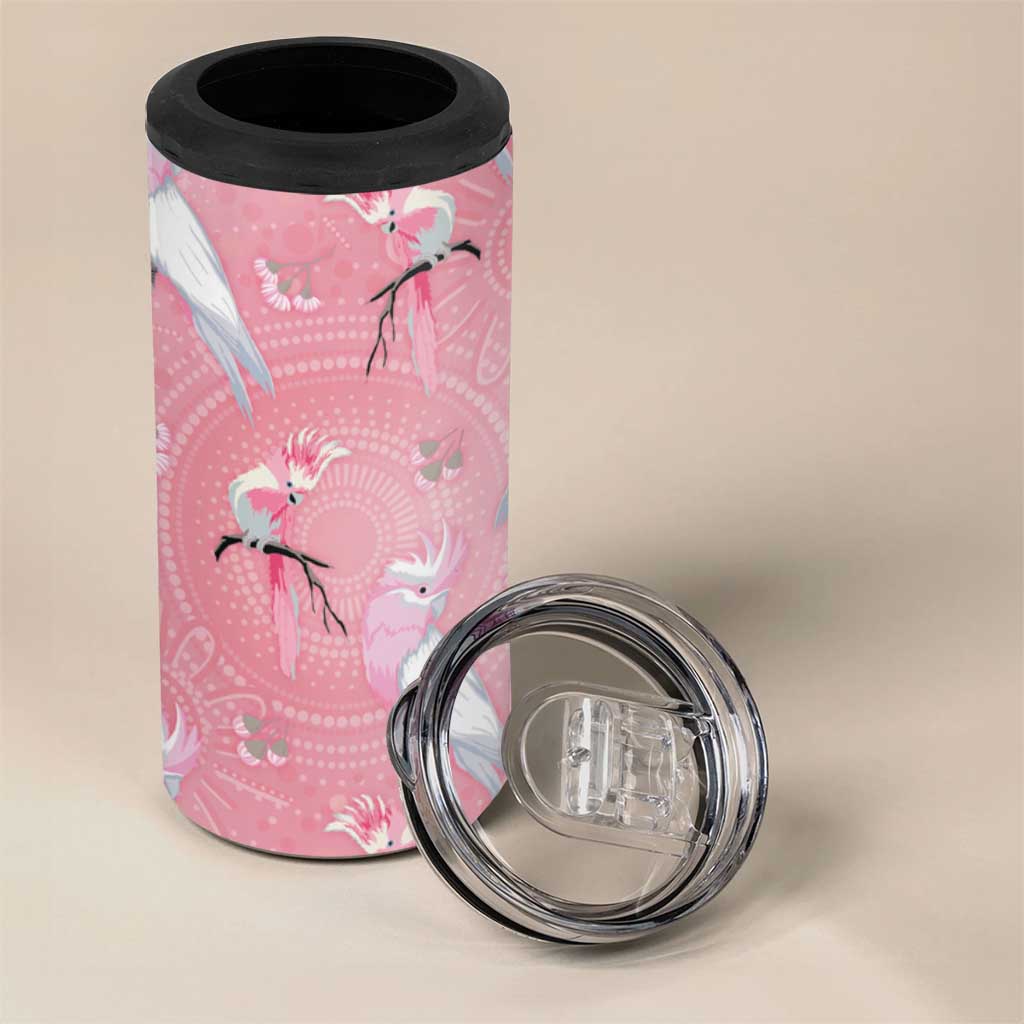 Galah and Gumblossoms Australia 4 in 1 Can Cooler Tumbler Seamless Style Aboriginal Art