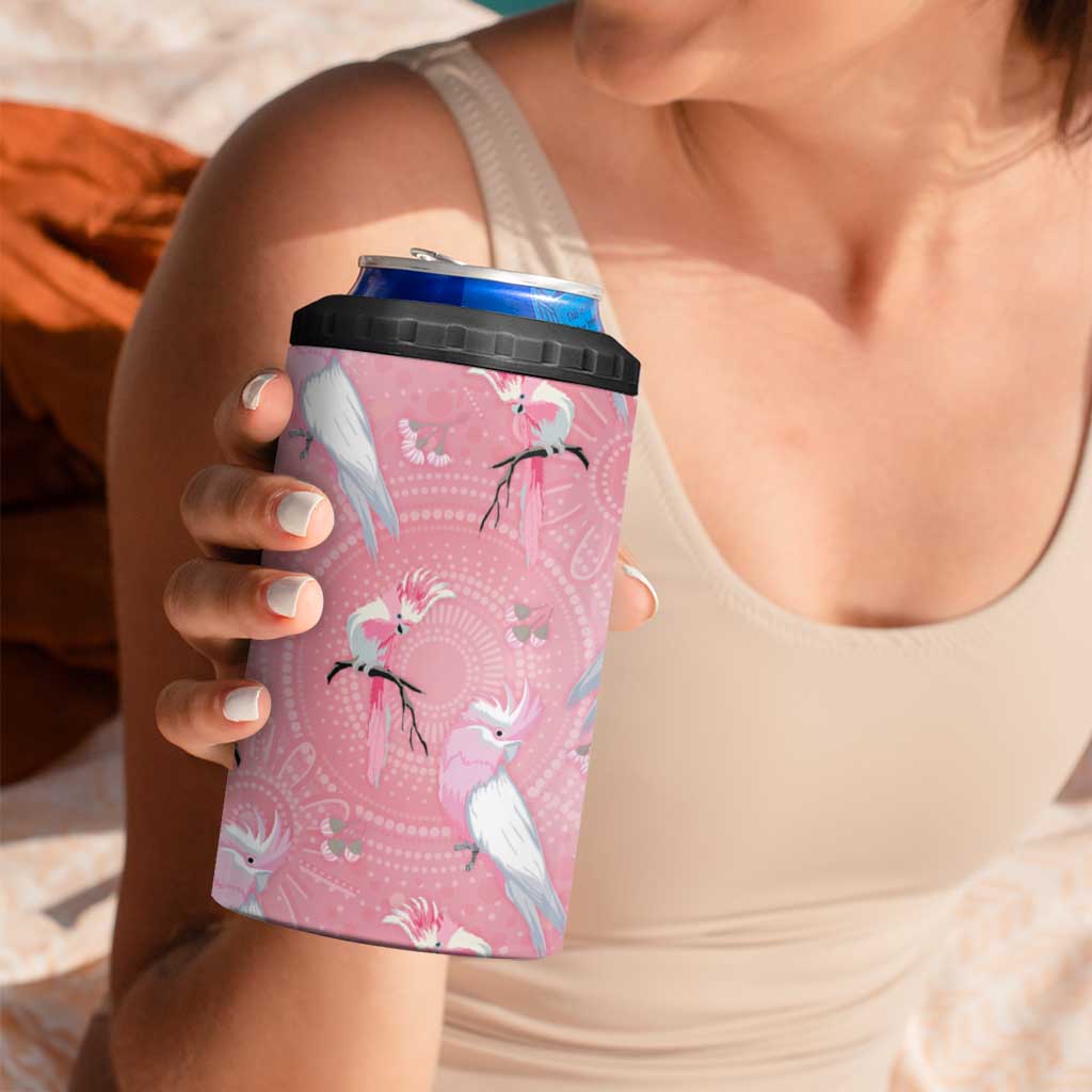 Galah and Gumblossoms Australia 4 in 1 Can Cooler Tumbler Seamless Style Aboriginal Art