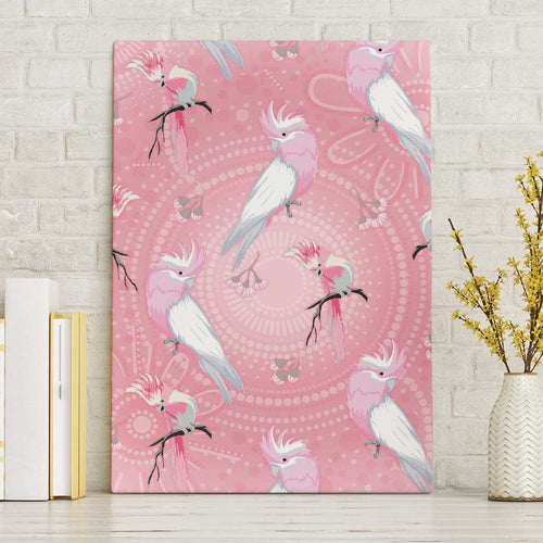 Galah and Gumblossoms Australia Canvas Wall Art Seamless Style Aboriginal Art