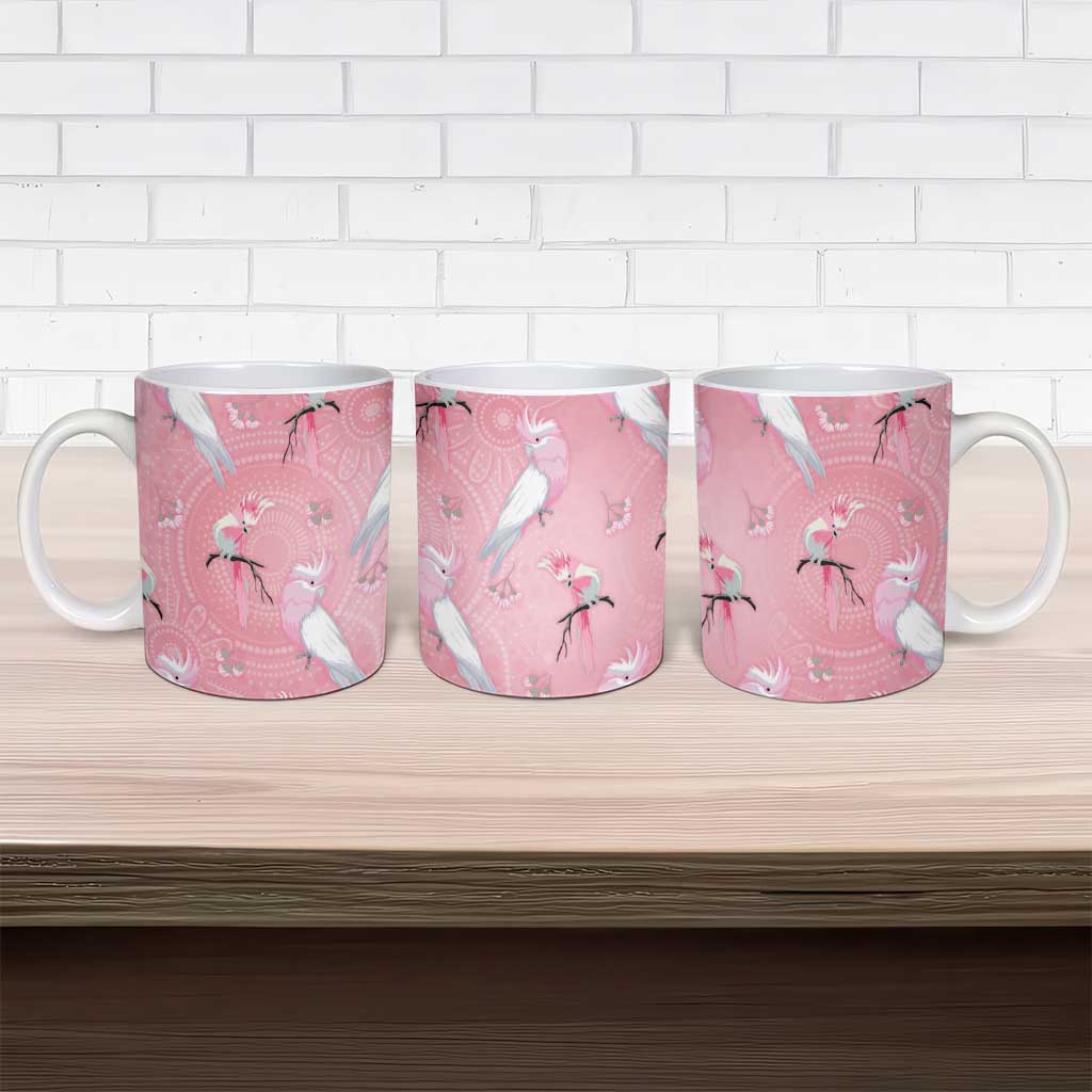 Galah and Gumblossoms Australia Ceramic Mug Seamless Style Aboriginal Art - Aussie Hoodie