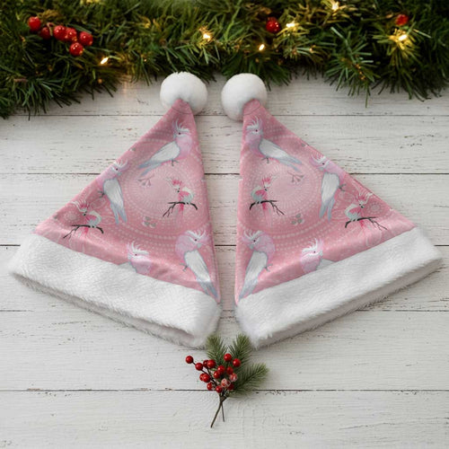 Galah and Gumblossoms Australia Christmas Santa Hat Seamless Style Aboriginal Art - Aussie Hoodie