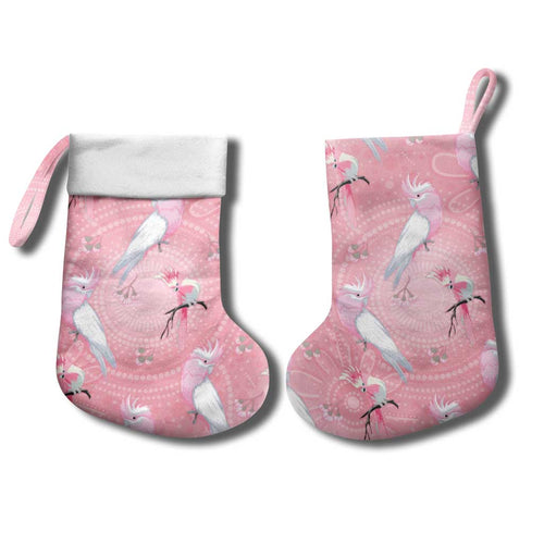 Galah and Gumblossoms Australia Christmas Stocking Seamless Style Aboriginal Art - Aussie Hoodie