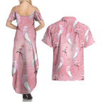 Galah and Gumblossoms Australia Couples Matching Summer Maxi Dress and Hawaiian Shirt Seamless Style Aboriginal Art
