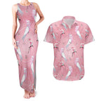 Galah and Gumblossoms Australia Couples Matching Tank Maxi Dress and Hawaiian Shirt Seamless Style Aboriginal Art