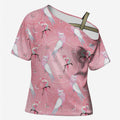 Galah and Gumblossoms Australia Cross Shoulder Shirt Seamless Style Aboriginal Art - Aussie Hoodie