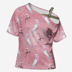 Galah and Gumblossoms Australia Cross Shoulder Shirt Seamless Style Aboriginal Art - Aussie Hoodie