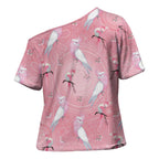 Galah and Gumblossoms Australia Cross Shoulder Shirt Seamless Style Aboriginal Art - Aussie Hoodie