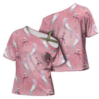 Galah and Gumblossoms Australia Cross Shoulder Shirt Seamless Style Aboriginal Art - Aussie Hoodie
