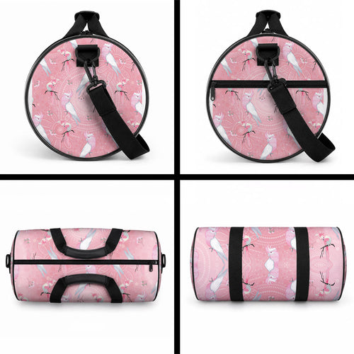 Galah and Gumblossoms Australia Duffle Bag Seamless Style Aboriginal Art