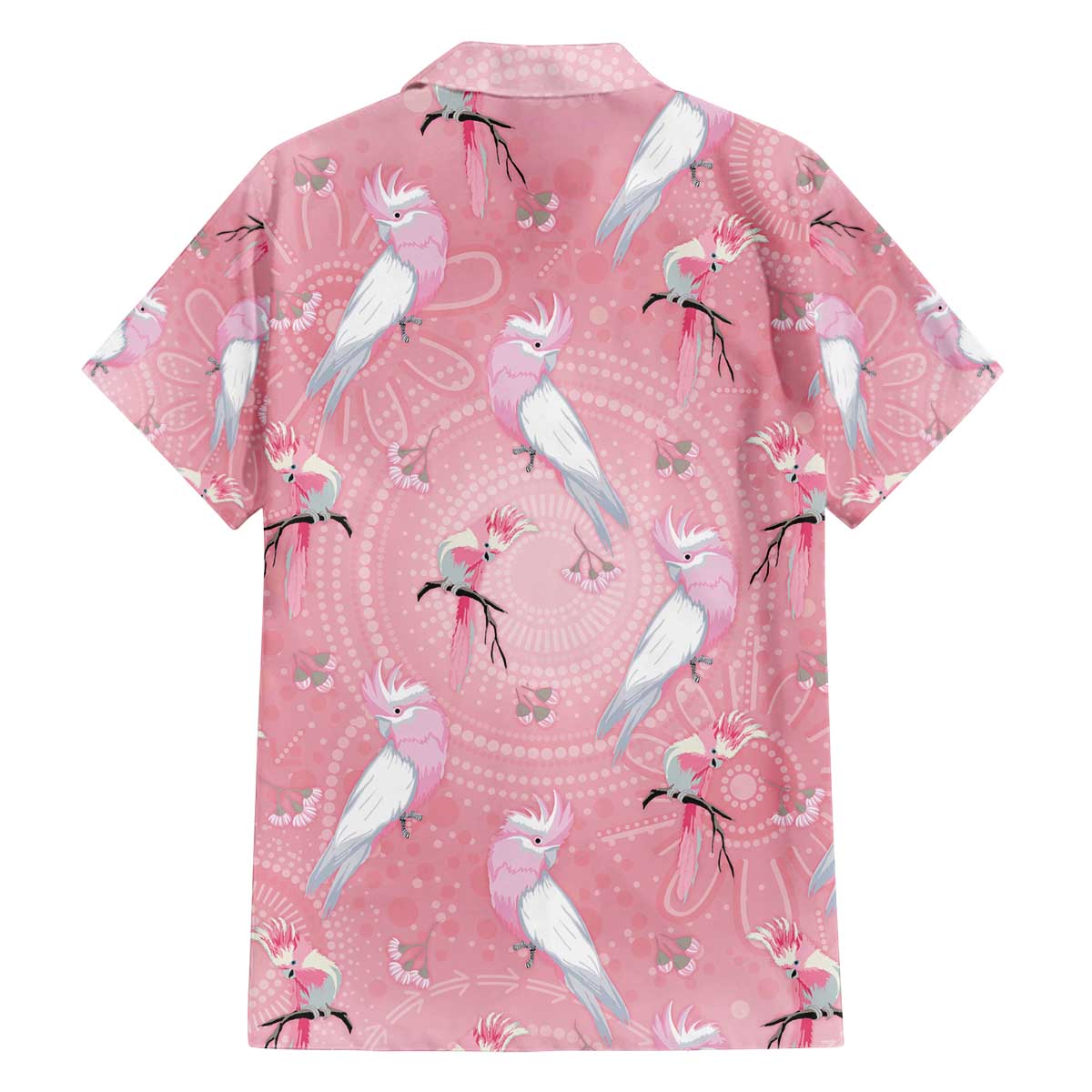 Galah and Gumblossoms Australia Family Matching Off The Shoulder Long Sleeve Dress and Hawaiian Shirt Seamless Style Aboriginal Art