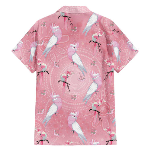 Galah and Gumblossoms Australia Family Matching Off The Shoulder Long Sleeve Dress and Hawaiian Shirt Seamless Style Aboriginal Art