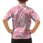 Galah and Gumblossoms Australia Family Matching Off Shoulder Short Dress and Hawaiian Shirt Seamless Style Aboriginal Art