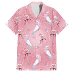 Galah and Gumblossoms Australia Family Matching Off Shoulder Short Dress and Hawaiian Shirt Seamless Style Aboriginal Art