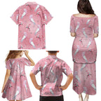 Galah and Gumblossoms Australia Family Matching Puletasi and Hawaiian Shirt Seamless Style Aboriginal Art