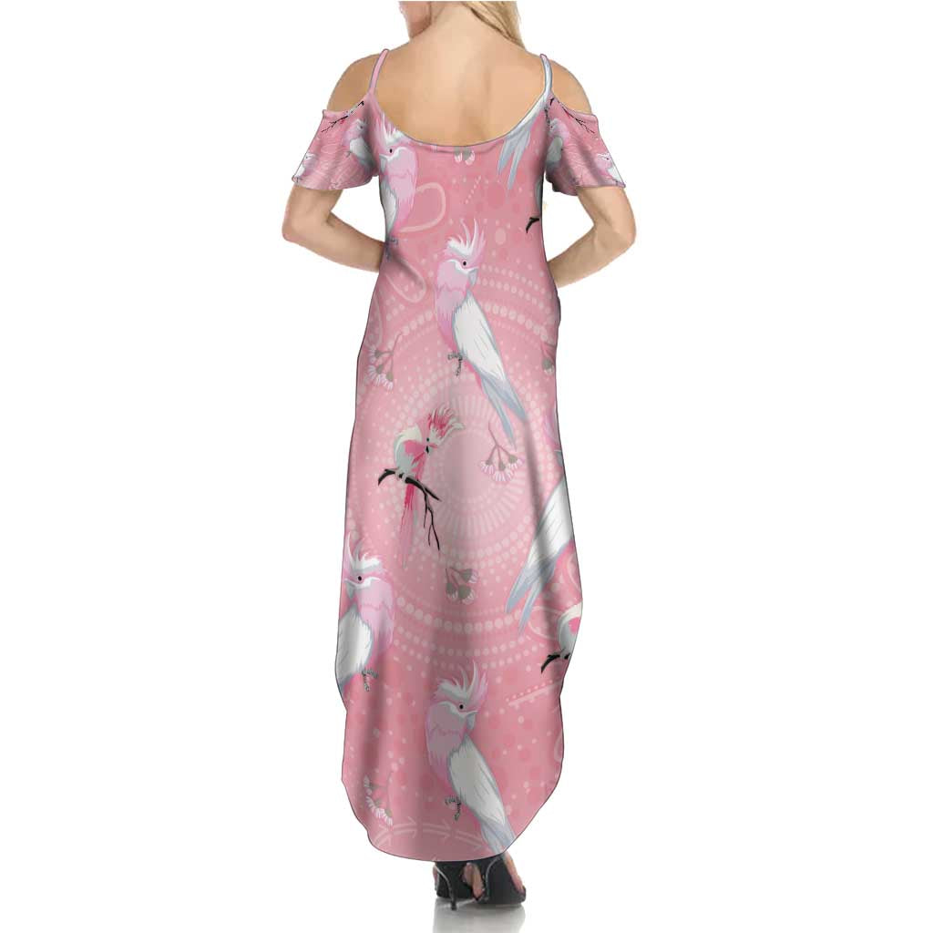 Galah and Gumblossoms Australia Family Matching Summer Maxi Dress and Hawaiian Shirt Seamless Style Aboriginal Art