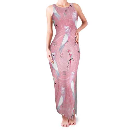 Galah and Gumblossoms Australia Family Matching Tank Maxi Dress and Hawaiian Shirt Seamless Style Aboriginal Art