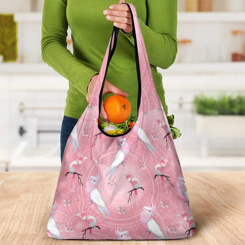 Galah and Gumblossoms Australia Grocery Bag Seamless Style Aboriginal Art