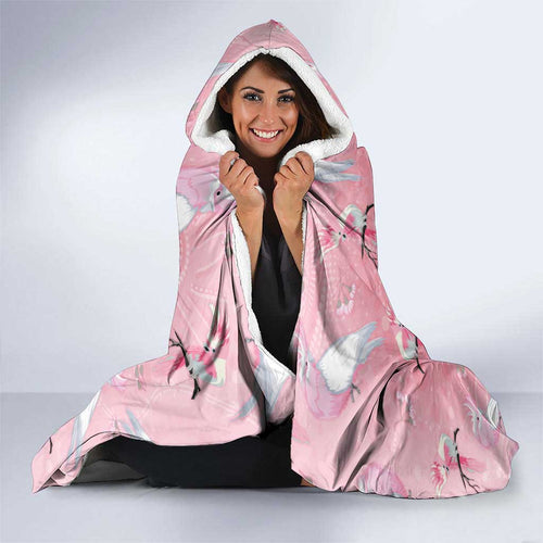 Galah and Gumblossoms Australia Hooded Blanket Seamless Style Aboriginal Art
