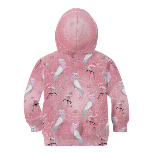 Galah and Gumblossoms Australia Kid Hoodie Seamless Style Aboriginal Art