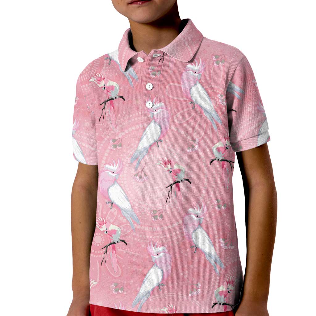 Galah and Gumblossoms Australia Kid Polo Shirt Seamless Style Aboriginal Art