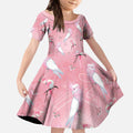 Galah and Gumblossoms Australia Kid Short Sleeve Dress Seamless Style Aboriginal Art