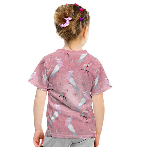 Galah and Gumblossoms Australia Kid T Shirt Seamless Style Aboriginal Art