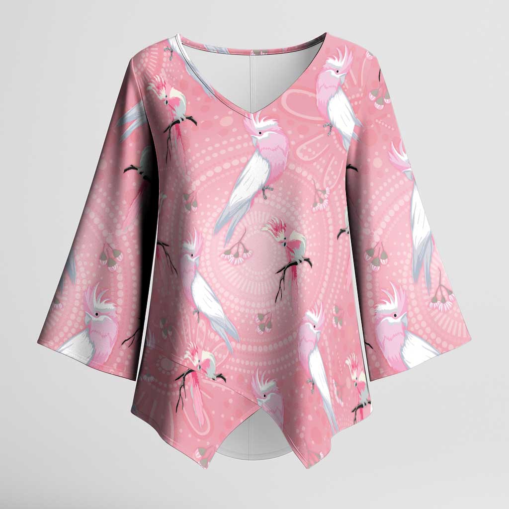 Galah and Gumblossoms Australia Kimono Sleeve Blouse Seamless Style Aboriginal Art - Aussie Hoodie