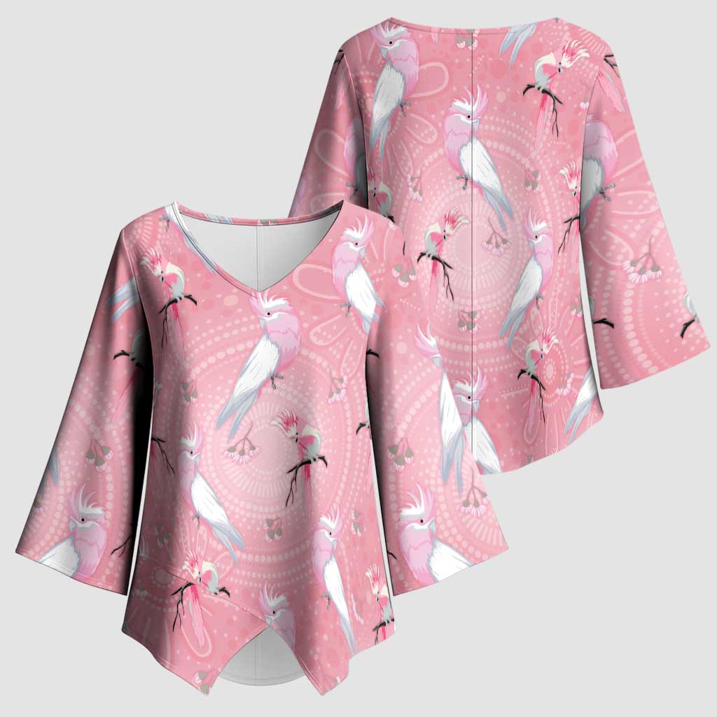 Galah and Gumblossoms Australia Kimono Sleeve Blouse Seamless Style Aboriginal Art - Aussie Hoodie