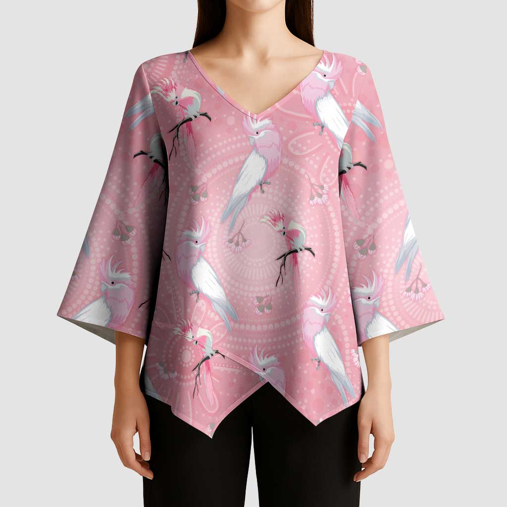Galah and Gumblossoms Australia Kimono Sleeve Blouse Seamless Style Aboriginal Art - Aussie Hoodie