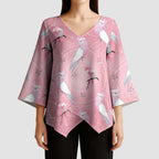 Galah and Gumblossoms Australia Kimono Sleeve Blouse Seamless Style Aboriginal Art - Aussie Hoodie