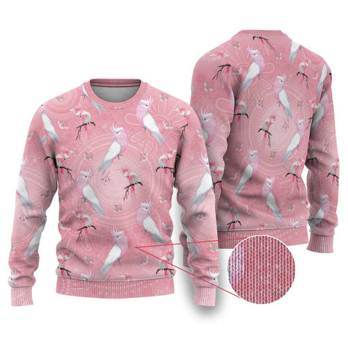 Galah and Gumblossoms Australia Ugly Christmas Sweater Seamless Style Aboriginal Art - Aussie Hoodie