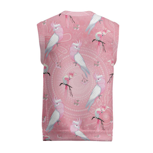 Galah and Gumblossoms Australia Christmas Knitted V-Neck Vest Seamless Style Aboriginal Art - Aussie Hoodie
