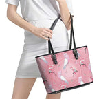 Galah and Gumblossoms Australia Leather Tote Bag Seamless Style Aboriginal Art