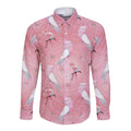 Galah and Gumblossoms Australia Long Sleeve Button Shirt Seamless Style Aboriginal Art