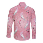 Galah and Gumblossoms Australia Long Sleeve Button Shirt Seamless Style Aboriginal Art