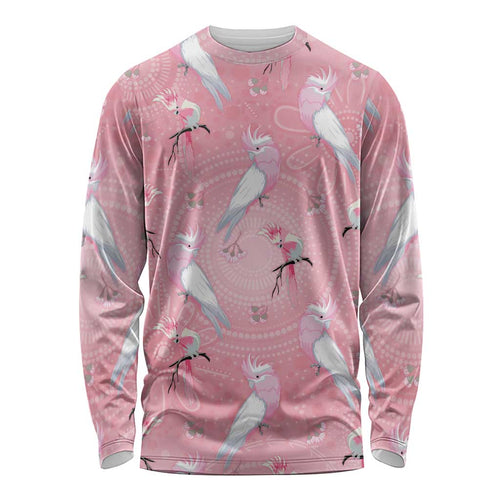Galah and Gumblossoms Australia Long Sleeve Shirt Seamless Style Aboriginal Art