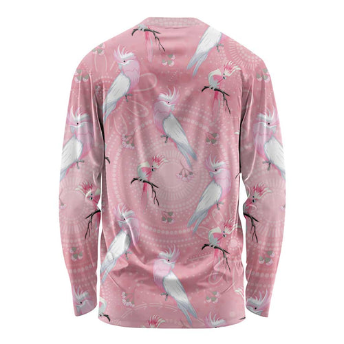 Galah and Gumblossoms Australia Long Sleeve Shirt Seamless Style Aboriginal Art