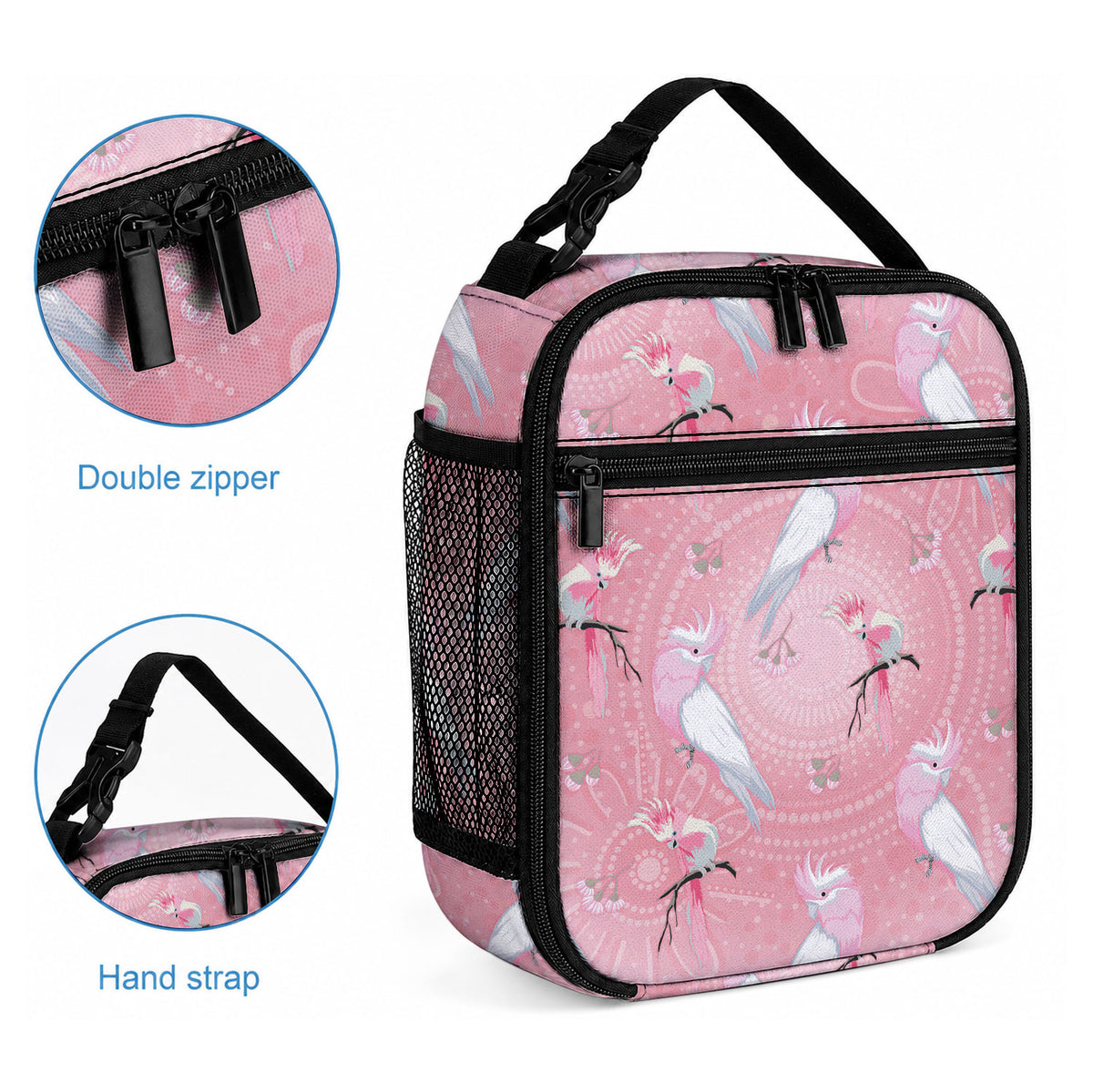 Galah and Gumblossoms Australia Lunch Bag Seamless Style Aboriginal Art