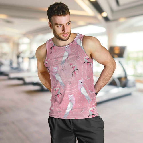 Galah and Gumblossoms Australia Men Tank Top Seamless Style Aboriginal Art