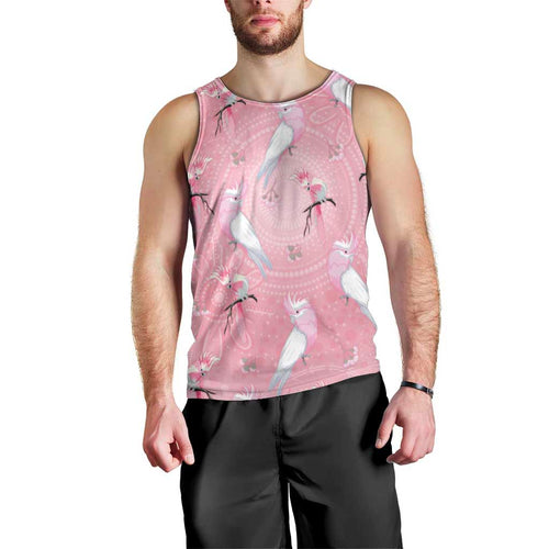 Galah and Gumblossoms Australia Men Tank Top Seamless Style Aboriginal Art